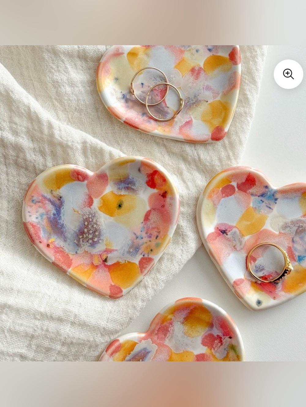 Hand-Painted Heart Trinket Dish - Multicolor
